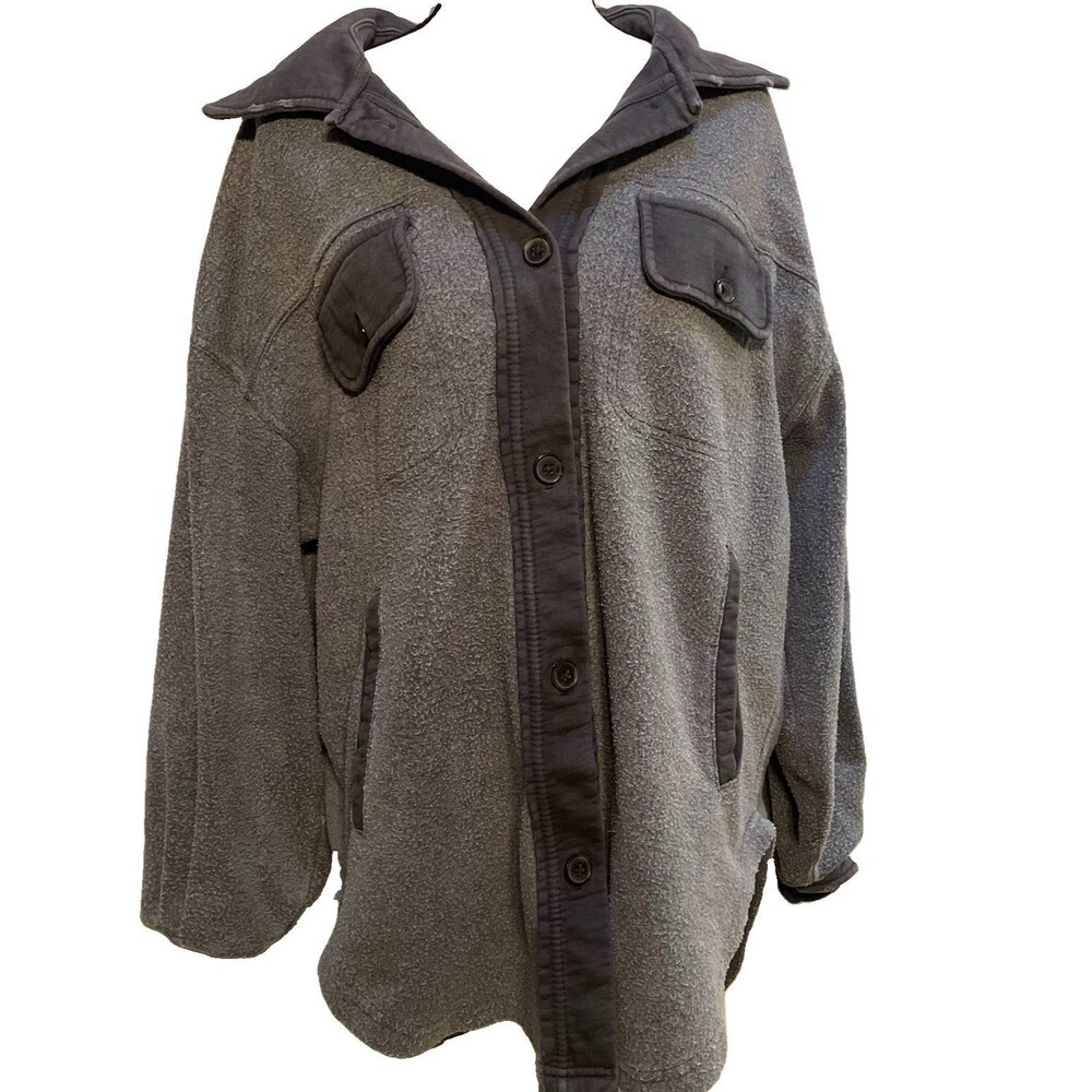 Free People We The Free Ruby Jacket Washed Charcoal Gray Fleece Shacket Small